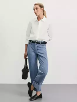 Джинсы straight с подворотами