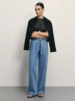 Джинсы wide leg с поясом-шнурком