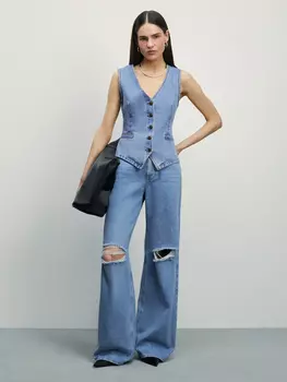 Джинсы wide leg с разрывами