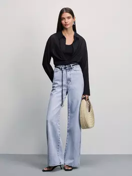 Джинсы wide leg с высокой посадкой