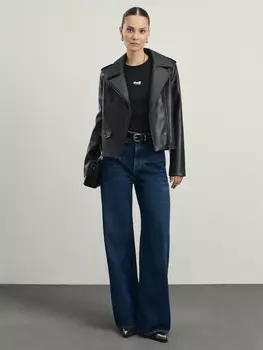 Джинсы wide leg с высокой посадкой