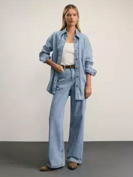 Джинсы wide leg с высокой посадкой