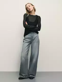 Джинсы wide leg с высокой посадкой