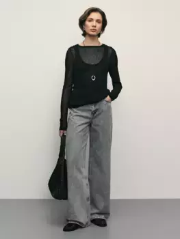 Джинсы wide leg с высокой посадкой