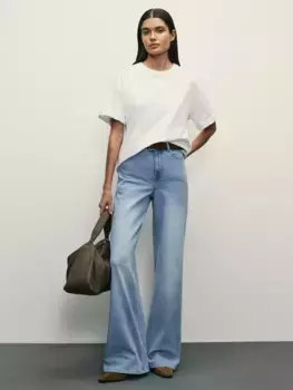 Джинсы wide leg с высокой посадкой с эластаном