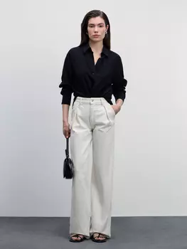 Джинсы wide leg со складками
