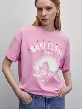 Футболка garment dye со стразами