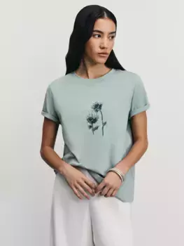 Футболка из хлопка с принтом и вышивкой