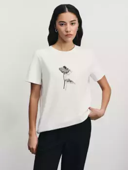 Футболка из хлопка с принтом и вышивкой