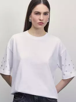 Футболка oversize со стразами
