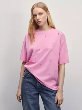 Футболка oversize со стразами