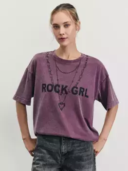 Футболка с эффектом стирки и принтом