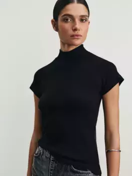 Футболка в рубчик из хлопка с рукавом реглан