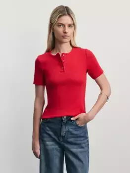 Футболка в рубчик с пуговицами