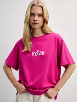 Хлопковая футболка оверсайз с принтом