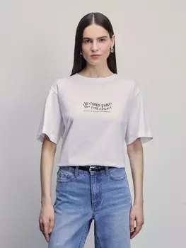 Хлопковая футболка оверсайз с принтом