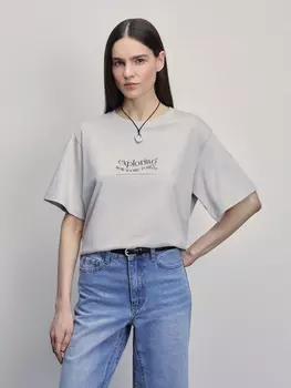 Хлопковая футболка оверсайз с принтом