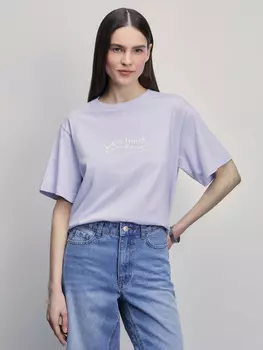 Хлопковая футболка оверсайз с принтом