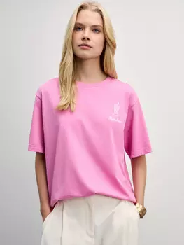 Хлопковая футболка оверсайз с принтом