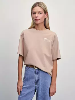 Хлопковая футболка оверсайз с принтом