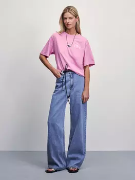 Хлопковая футболка оверсайз с принтом