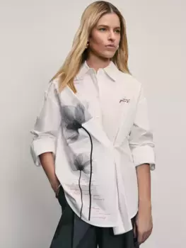 Хлопковая рубашка с принтом и вышивкой