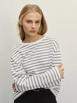 Хлопковый лонгслив в полоску