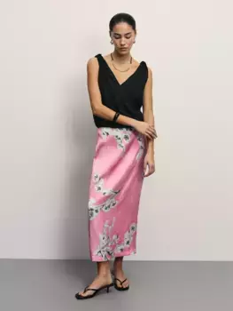 Юбка миди из жатой ткани с принтом