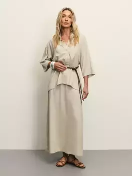 Юбка миди изо льна с поясом на кулиске