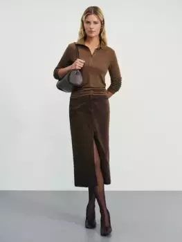 Юбка миди прямого кроя из вельвета