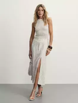 Юбка миди с разрезом и принтом