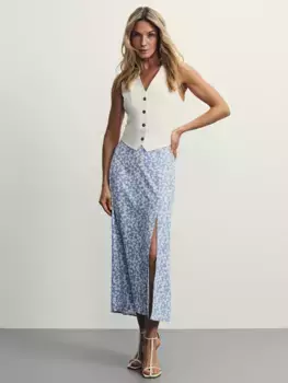 Юбка миди с разрезом и принтом