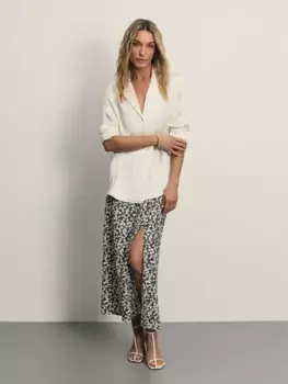 Юбка миди с разрезом и принтом