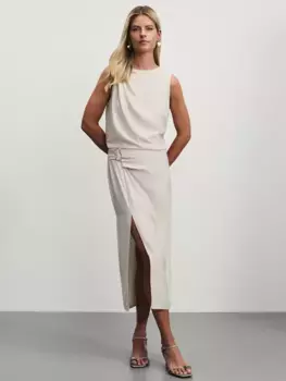 Юбка миди с разрезом и пряжкой из вискозы