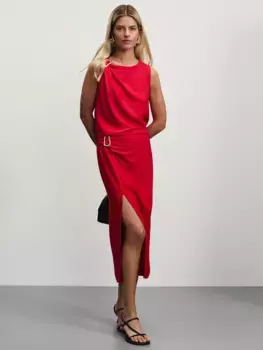 Юбка миди с разрезом и пряжкой из вискозы