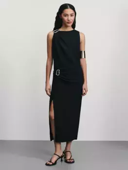 Юбка миди с разрезом и пряжкой из вискозы