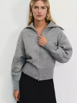 Кардиган на молнии с отложным воротником