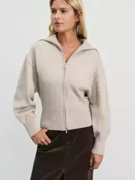 Кардиган на молнии с отложным воротником