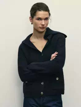 Кардиган с объемным воротником из хлопка