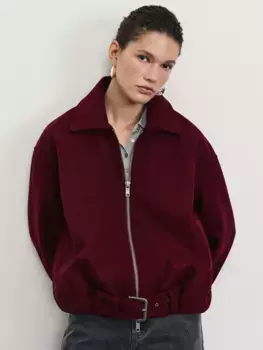 Куртка-бомбер оверсайз из пальтовой ткани