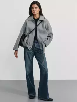 Куртка-бомбер оверсайз из пальтовой ткани