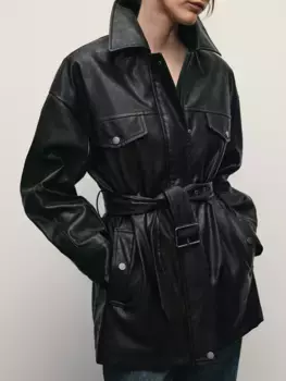 Куртка из искусственной кожи с ремнём