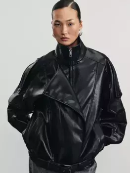 Куртка-косуха из искусственной кожи оверсайз