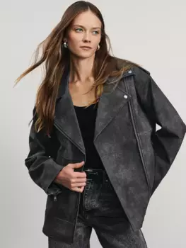 Куртка-косуха прямого силуэта из искусственной кожи