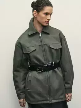 Куртка -рубашка из искусственной замши с поясом