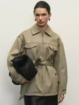 Куртка -рубашка из искусственной замши с поясом