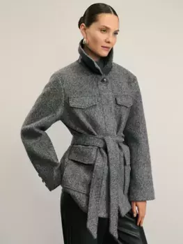 Куртка-рубашка из ткани с ворсом на поясе