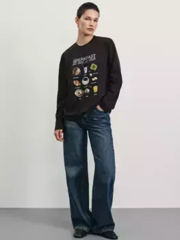 Лонгслив из хлопка с принтом