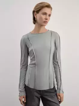 Лонгслив из вискозы с декоративными швами