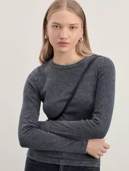 Лонгслив с эффектом стирки из хлопка